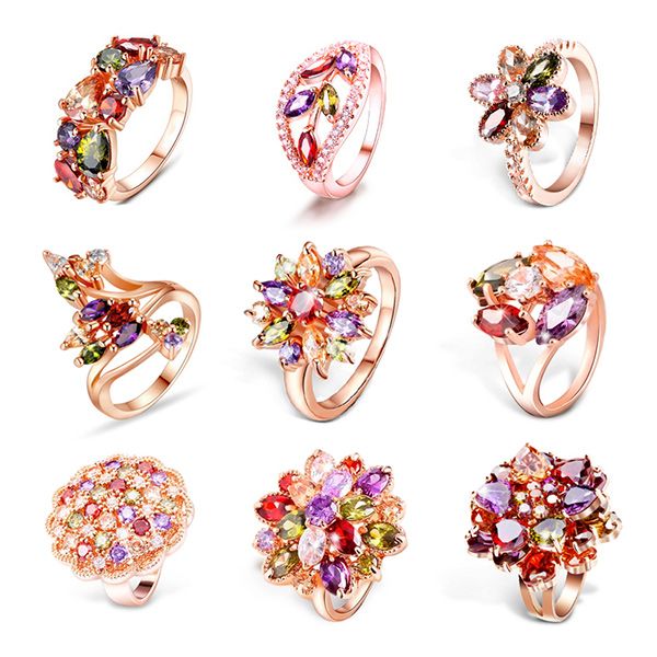 

multicolor crystal ring for women fashion style engagement finger love ring ladys fashion zircon wedding rings jewelry gifts bague, Silver