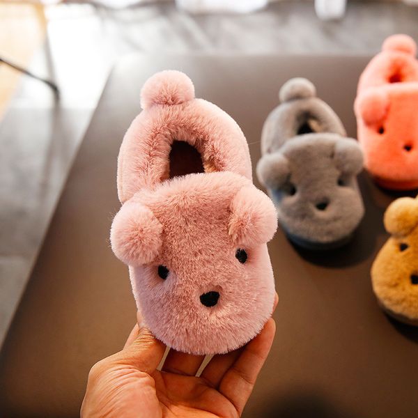 

slippers kids winter 2019 new warm indoor shoes cartoon cute children slippers home baby boys girls infant toddler, Black;grey