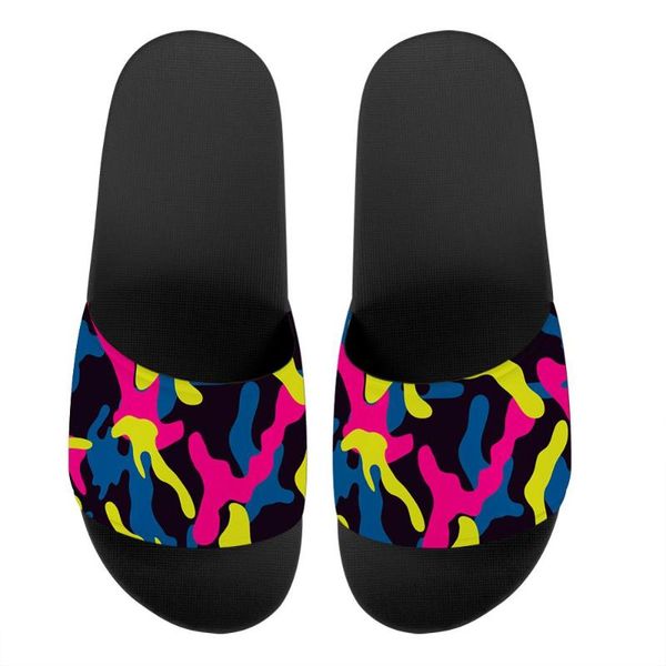 

slippers custom image camouflage designs summer women men sandals casual ladies platform couple garden beach shoes wholesale, Black
