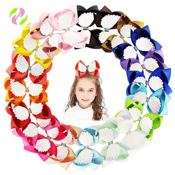 

colors kids baby girls 6 inch diamond angel wing hair bows hairpin duckbill clips jojo siwa barrettes hair accessories party supplies, Slivery;white