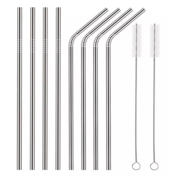 

215mm 6mm ilver reu able 304 fda approved food grade juice bent traight tainle teel traw metal traw