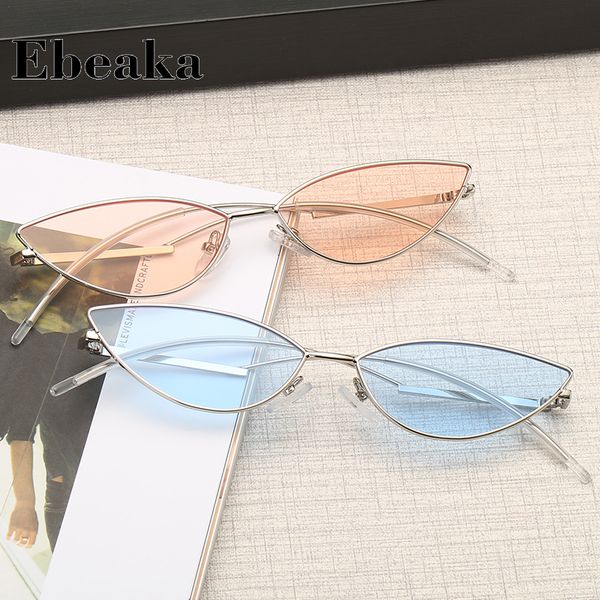 

ebeaka 2018 new fashion sunglasses women metal retro colorful transparent colorful cat eye sunglasses uv400, White;black
