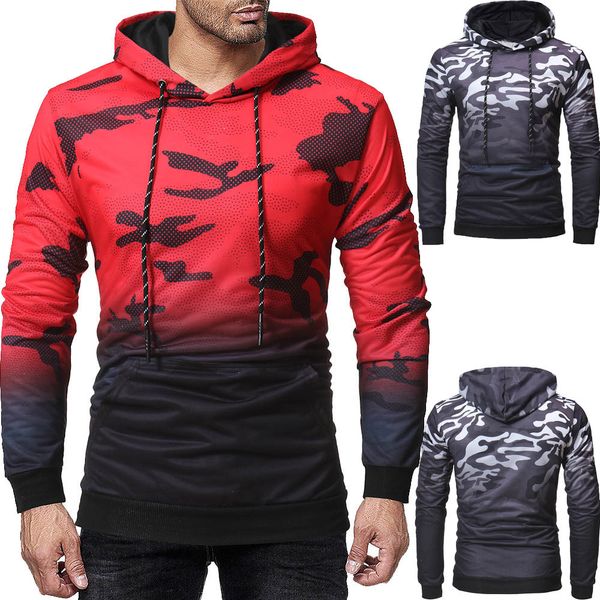 

men's long sleeve camouflage hoodie hooded sweatshirt 2019 autumn men casual slim fit outwear hoodie male fashion hip hop, Black