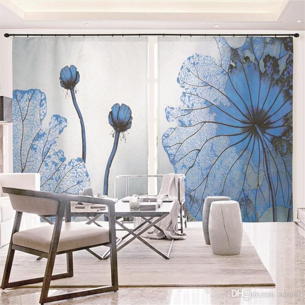 

new chinese 3d digital printing curtain fabric living room bedroom curtain finished