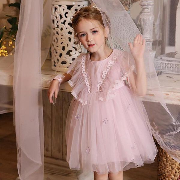 

new arrival fashion girl kids children beautiful butterfly printed folds ball gown cute princess dress fairy mesh dresses party, Red;yellow