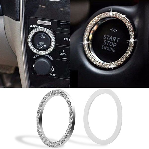 

1pc new arrivals car suv bling decorative accessories button start switch silver diamond button ring new
