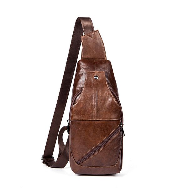 

grade genuine leather men chest bags men's messenger bags male small flap leather vintage crossbody silt pocket bag