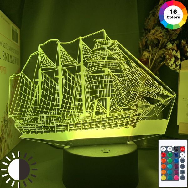 

sailing ship led night light color changing kids bedroom nightlight unique gift for birthday bedroom decor table 3d lamp boat
