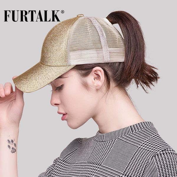 

furtalk ponytail baseball cap women messy bun baseball hat snapback cap 2019, Blue;gray