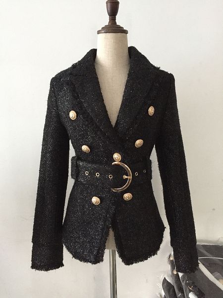 

новый с лейблом марка b высокое качество оригинальный дизайн женские дамы двубортный шерстяная куртка металлическая пряжка пояс пиджак пиджа, White;black