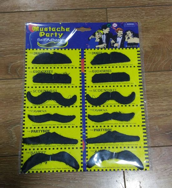 

new 12pcs funny stylish costume party fake beard mustache party halloween fun fake mustache moustache beard whisker sale