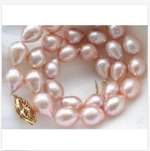 

very 11-13mm genuine natural akoya pink pearl necklace 14k gold clasp 18, Silver