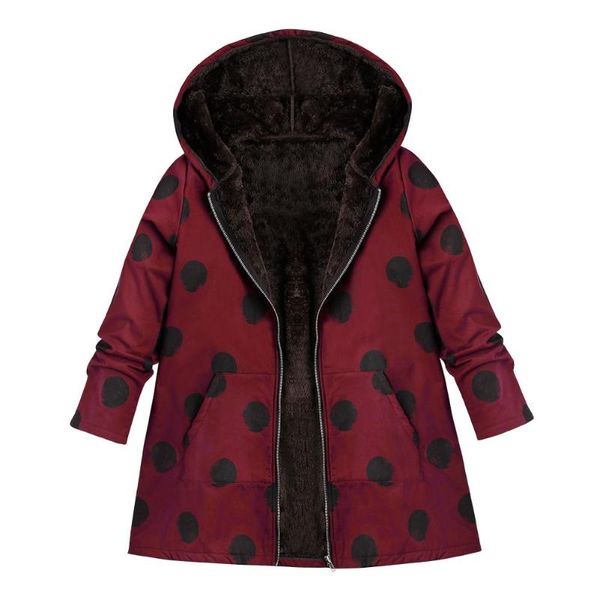 

2018 winter jacket circles print coat fashion women hooded zipper fleece warm jackets slim cotton padded basic plus size, Black