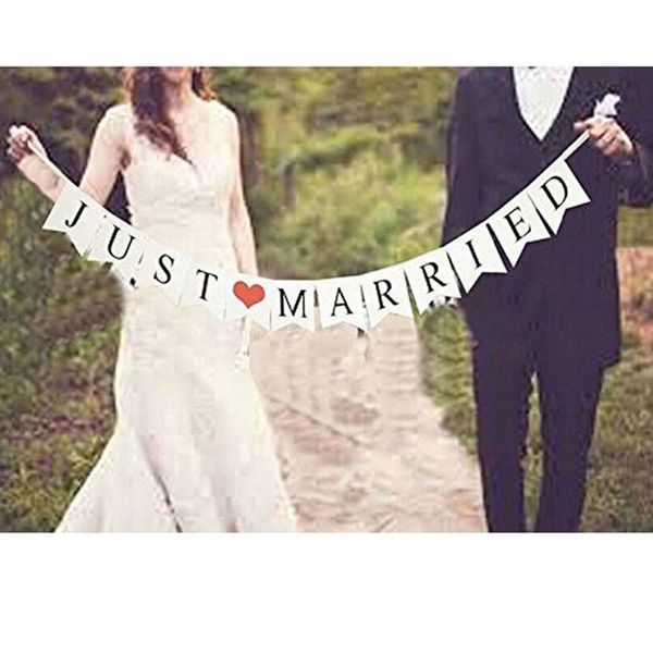 

lincaier just married white banner rustic garland wedding table decoration vintage party events supplies mr mrs car decor