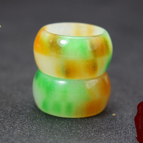 

sell natural color ring jade charm jewellery fashion accessories hand-carved man ahd woman luck amulet gifts, Golden;silver