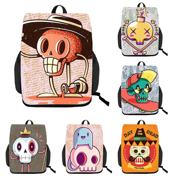 

student cartoon skeleton backpack 14 design 3d mexican undead festival skull schoolbag backpack patch drawstring knapsack 06