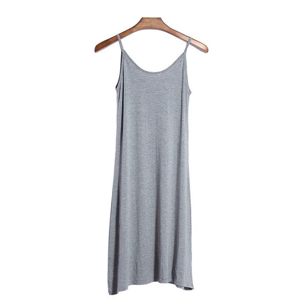 

gray female nightdress long summer new spaghetti dress loose casual suspender nightwear softy modal home dressing gown, Black;red