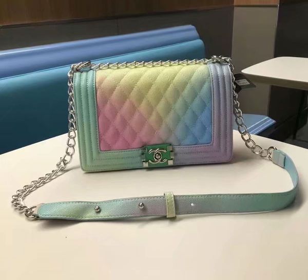 

Fa hion women houlder bag rainbow women bag leather female handbag hobo cro body bag ac 0169