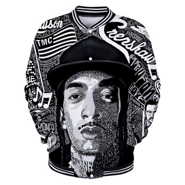 

nipsey hussle mens jackets spring zipper 3d printed rip outerwear mens lilpeep rapper baseball uniform mens clothes, Black;brown