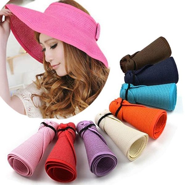 

Women large floppy vi or hat foldable boho wide brim traw hat ummer beach bowknot un creen cap roll up empty c0109