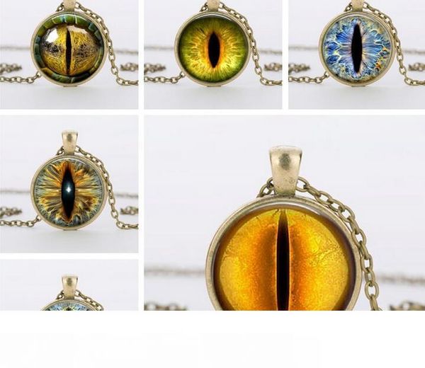 

three-dimensional dragon eye necklace pendant colorful eye pendant glass cabochon dome necklaces jewelry ing, Silver