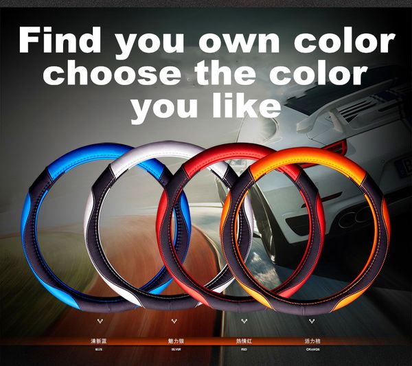 

ale leather cover universal car steering-wheel for bmw vw ford 37-38cm diameter anti-slip car-styling interior accessories