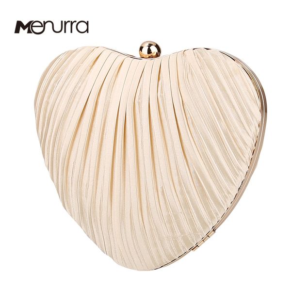

ins heart shape clutch bags for women pleated cotton wedding evening purse shoulder bags chain starp