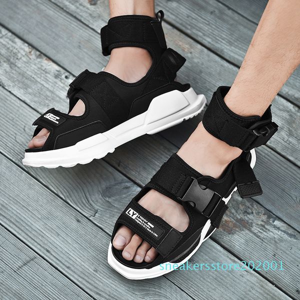 

men summer shoes man gladiator sandals male casual high slipper mens flats canvas beach outdoor breathable sandal flip flops s01, Black