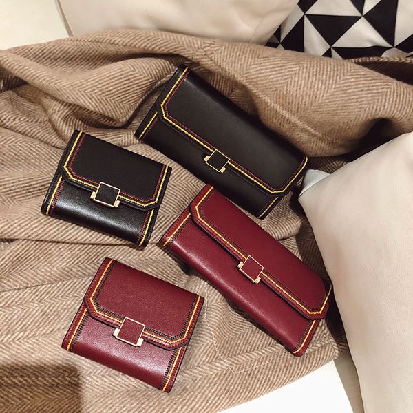 

2019 new wallet female long wallet purse leather ladies with box, Red;black