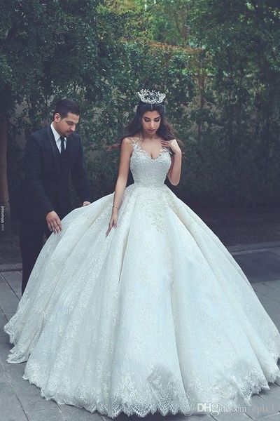

white lace ball gown v neck plus size mariage princess wedding dresses vestito da sposa casual wedding gowns nigeria with beads h030
