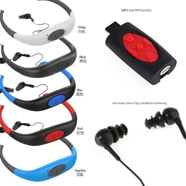

new f1 ipx8 waterproof 4gb 8gb mp3 music player underwater sports neckband swimming diving with fm radio earphone stereo audio