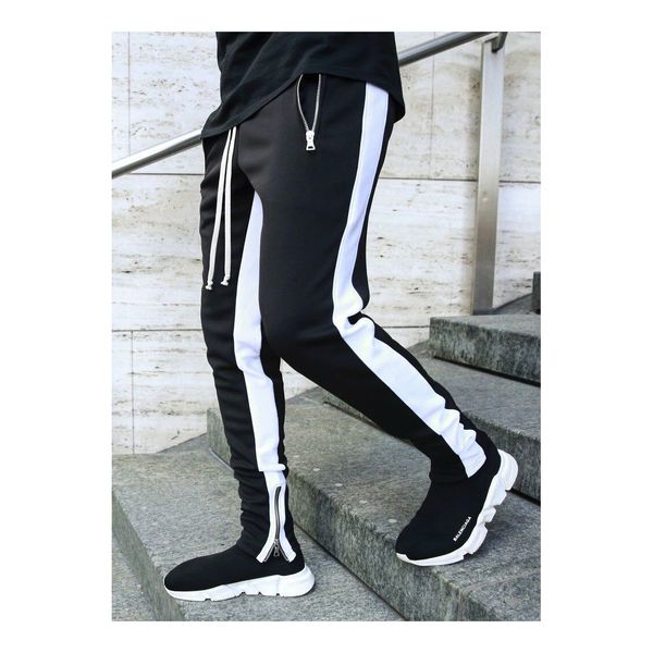 

mens fashion casual 2020 striped trousers sweatpants new arrive sport gym running jogger pants explosion, Black