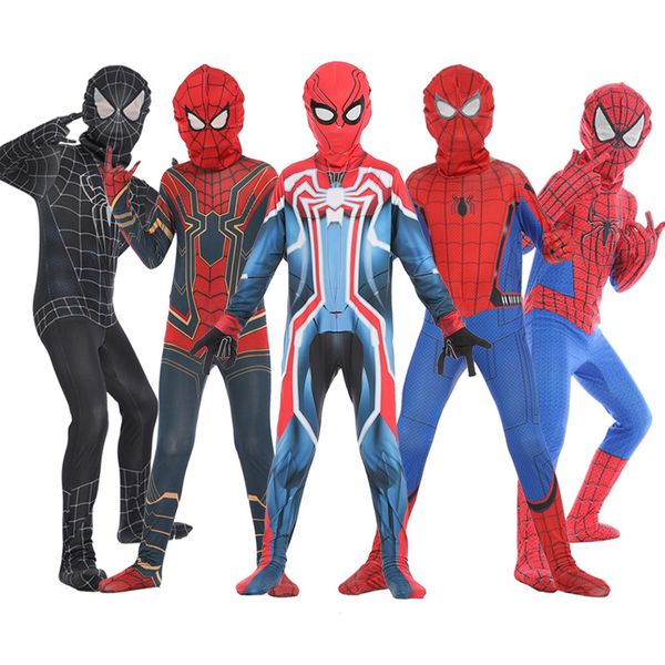 

sunma 2019 kids spider man far from home peter parker cosplay costume zentai spiderman superhero bodysuit suit jumpsuits, Blue