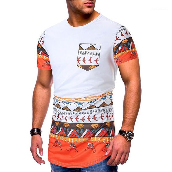 

clothing mulit print mens designer short sleeve tshirts fashion irregular hem panelled mens tees designer males, White;black