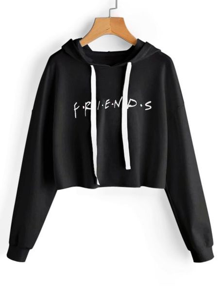 

friends crop new hoodies sweatshirts 2020 women casual kawaii fashion fashion punk for girls clothing european korean, Black