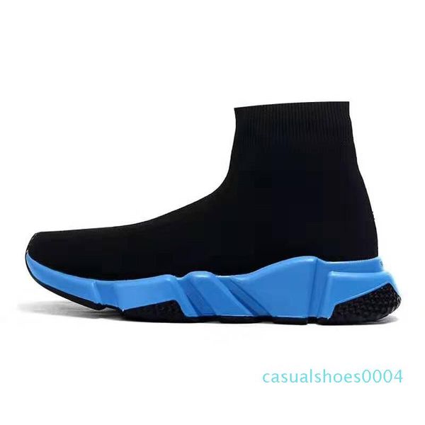 

all new speed trainers knit sock shore original luxury designer mens womens sneakers high casual shoes runner c04, Black