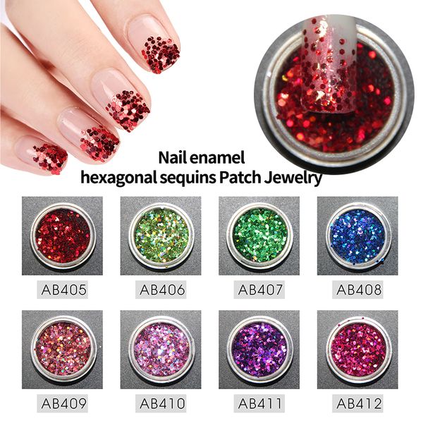 

bukio laser nail glitter enamel hexagon sequins color card chameleonpigment nail art glitter pigment sparkles manicure design, Red;pink