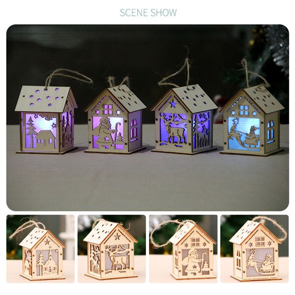 

christmas ornaments wooden cabin glowing luminous xmas snow house diy cottage decoration fping