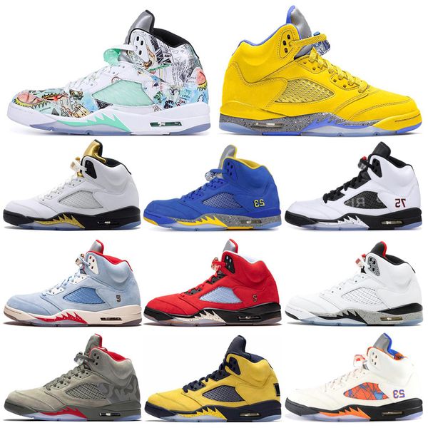 

Fashion Laney Royal 5s Mens Basketball Shoes Trophy Room Suede Red Oreo Oregon Ducks Metallic Gold Fresh Prince Wings Sports Sneakers 7-13