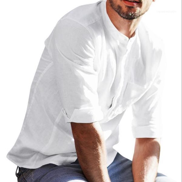 

breathable casual fashion gentle casual shirts clothes mens spring new shirts solid linen thin, White;black