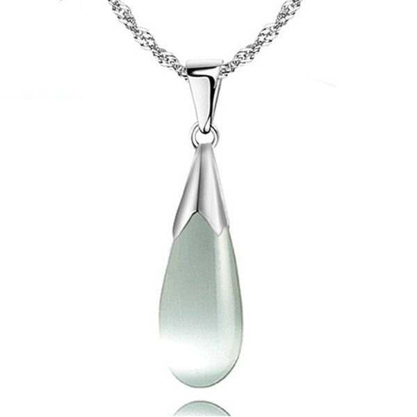 

korean version of 925 silver cat's eye stone drop pendant female crystal natural crystal moonstone lock chain jewelry for women