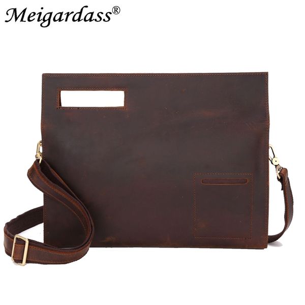 

vintage genuine leather men's handbags crazy horse leather shoulder messenger business briefcase lapbags purse bag tote