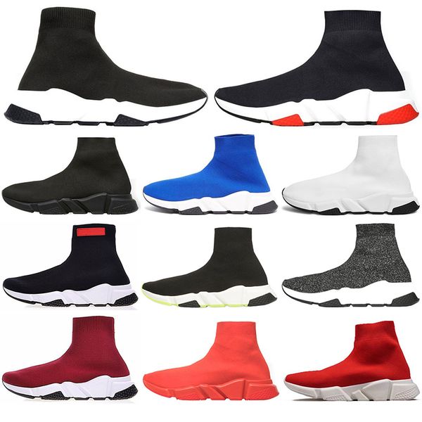 

with socks new luxury speed trainer black designer sneakers men women black red casual shoes fashion socks sneaker size 36-45