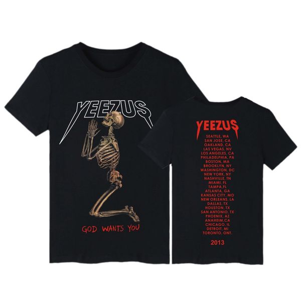 

YEEZUS лето футболка мужская мода прохладный черепа печатных с коротким рукавом тро