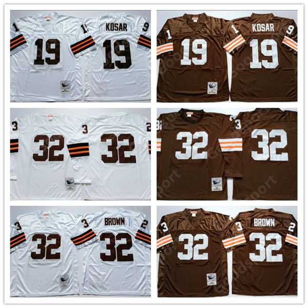 

retro ncaa 32 jim brown jerseys white 19 bernie kosar 32 jim brown football shirts classic sport vintage sale embroidered, Black;red