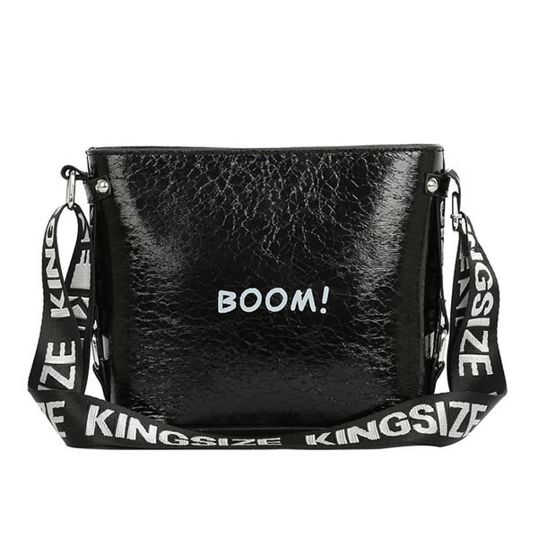 

boom fashion punk letter ribbon shoulder bag women's bag burst crack square sleek minimalist shoulder slung chain pouch