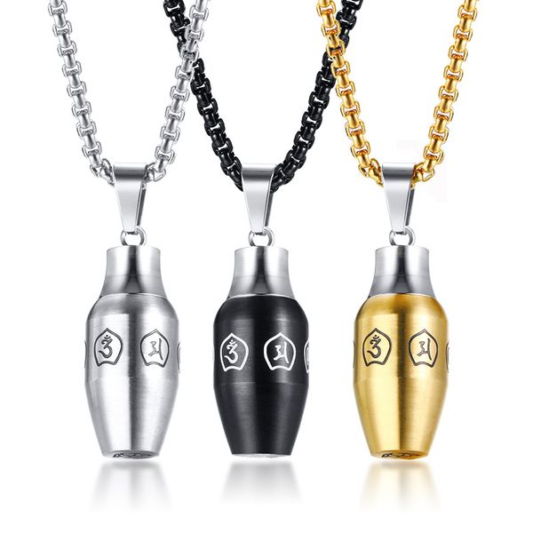 

fashion accessory stainless steel mantra-open pet cremation urn pendant with necklace, Silver