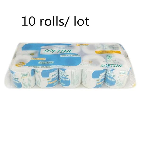 

10 rolls/lot toilet roll tissue paper 3-ply silky smooth soft toilet roll tissue paper home bath toilet roll paper droshipping, Black;white