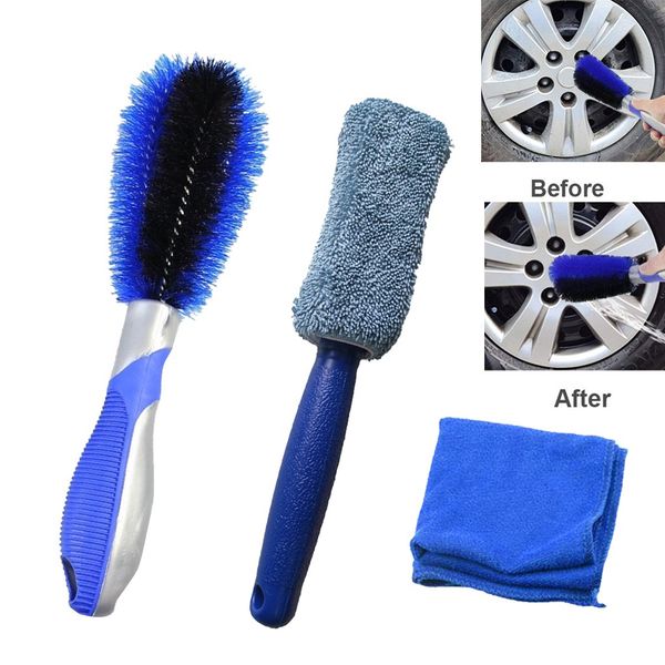 

wheel clean optimal wheel effective cleaning brush washing brush with cloth car tire cleaning set tool