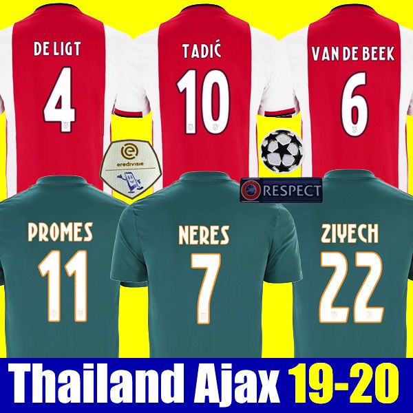 

Thailand 2019 2020 AJAX soccer jerseys DE JONG TADIC PROMES Van DE Beek CRUYFF jerseys 19 20 football kit shirt ajaxa msterdam camiseta